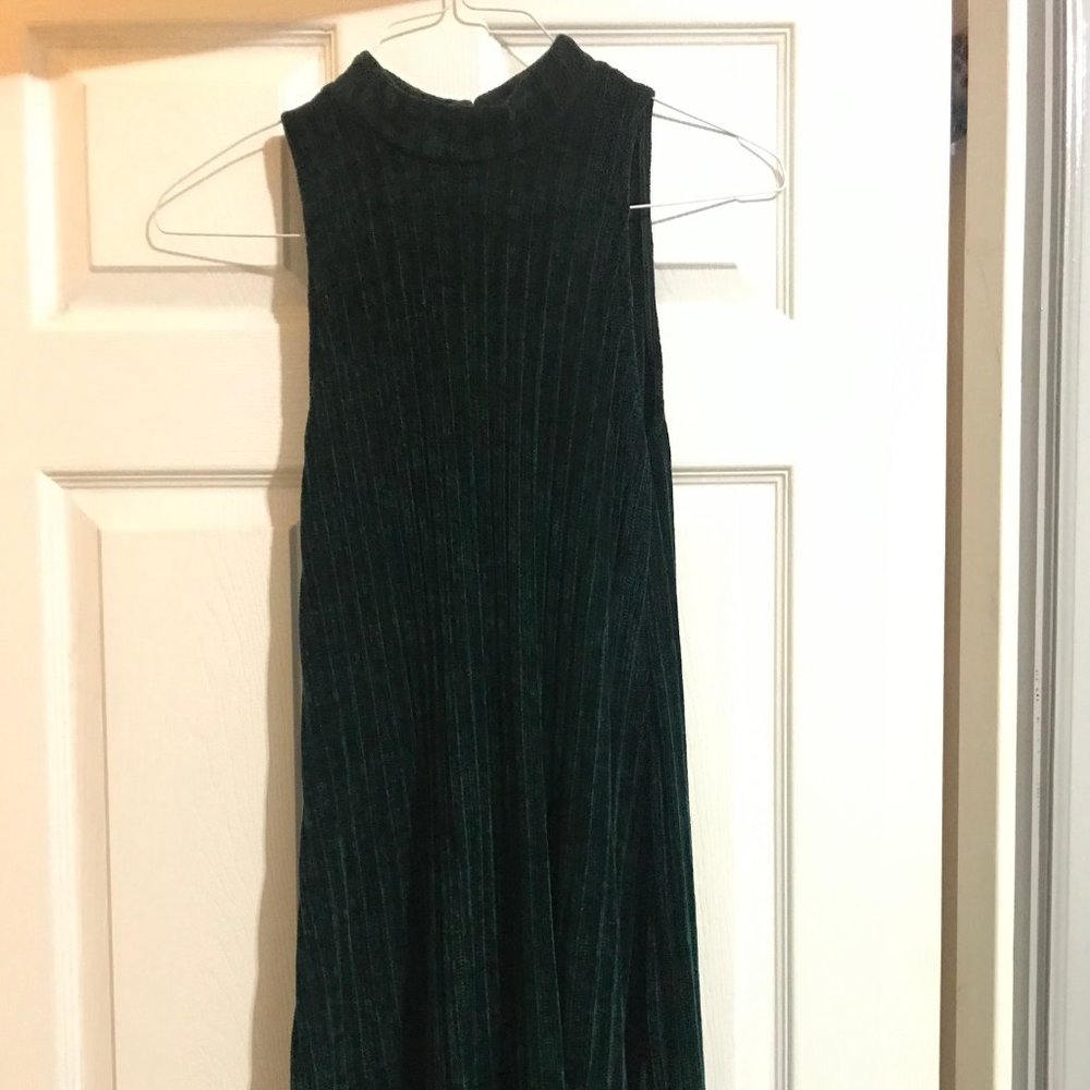 Forest Green A-Line Sweater Dress with Back Detail
